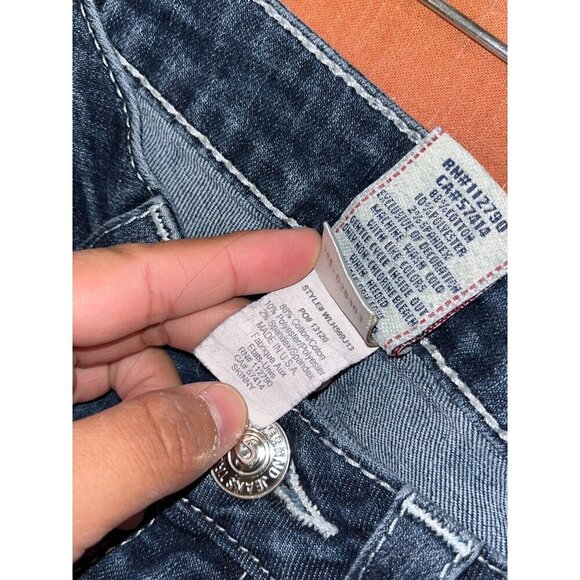 True Religion Blue Denim Embroidered Pockets Skinny Fit Jeans Women's Size 27 - Picture 7 of 11